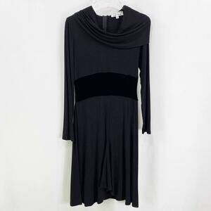 CHETTA B Gray Cowl Neck Long Sleeve Dress
